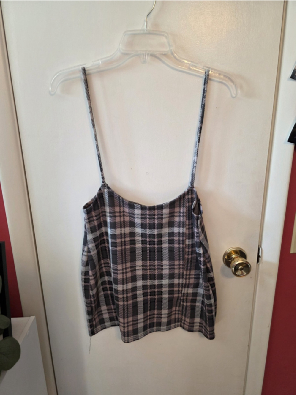 Y2k Plaid Cami Tank Top Summer Spaghetti Straps Size Large